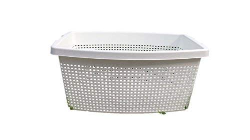 Wäschekorb in weißer Rattan Optik - Stabiler Kunststoff Wäschesammler, 40Liter - leichte Wäschetruhe mit guter Belüftung -