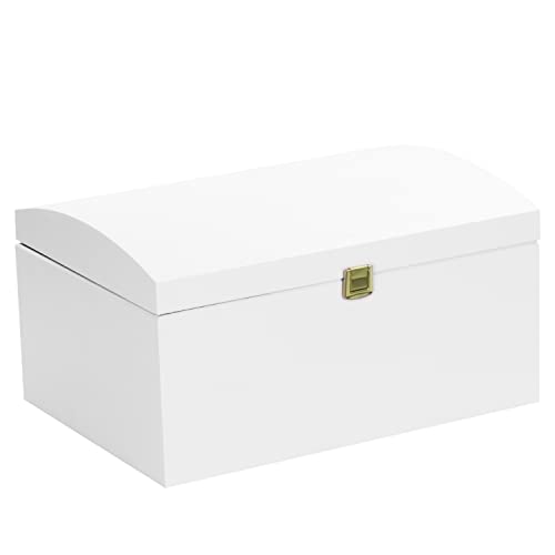 LAUBLUST Große Holztruhe Gewölbter Deckel mit Schloss - FSC® | Allzweck-Kiste aus Holz - Aufbewahrungskiste | Erinnerungsbox - Geschenk-Verpackung (Weiß, ca. 35 x 25 x 19 cm)