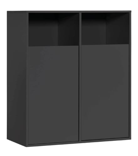 mokebo® Wäscheschrank in Weiß 'Der Wäschehüter', Wäschesortierer mit 2 Fächern, auch als Wäschekorb, Wäschesammler oder Wäschetruhe aus Holz, auch als 95x80x40 fürs Bad oder Schlafzimmer (HxBxT in cm)