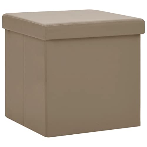 vidaXL Hocker mit Stauraum Zusammenklappbar Faltbar Sitzhocker Aufbewahrungsbox Sitztruhe Fußhocker Sitzwürfel Truhe Fußbank Cappuccino-Braun PVC