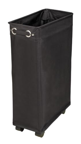 WENKO Wäschesammler Mod. Corno Schwarz, schmaler Wäschekorb mit vier leichtgängigen Rollen, Wäschetruhe aus 100% Polyester, Fassungsvermögen 43 L, (B x H x T): 18,5 x 60 x 40 cm