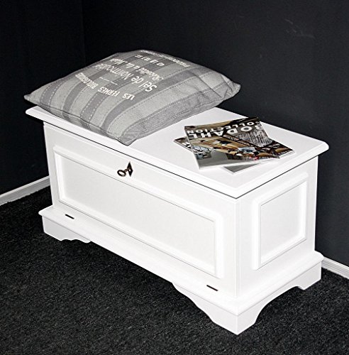 Casa Massivholz Pappel Holztruhe weiß Aussteuertruhe abschließbar Schatztruhe Brauttruhe