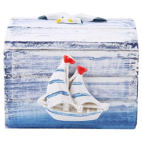 NLDGR Schatzkiste aus Holz, Schmuckschatulle aus Holz Im Mediterranen Stil, Handgefertigte Süßigkeitenschachtel, Tragbare Kleine Aufbewahrungsbox aus Ozeanholz für die Hochzeitsfeier