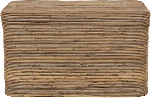 Korb-Outlet Rattan Wäschekorb/Wäschetruhe mit stabilem Deckel/Wäschesammler, Flur-Bank im Landhaus Stil/Bad-Hocker Sitzhocker Truhe (Rechteckig Natur Grau)