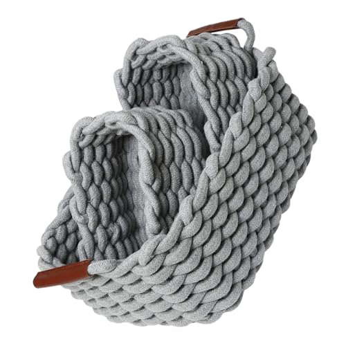 Zerodeko 1 Satz Nordischer Stil Baumwollseil gewebter Aufbewahrungskorb Heimaufbewahrungskorb tragbarer Korb Spielzeug verschiedene Aufbewahrungskorbgröße 3-teiliges Set Wohnkultur kleiner