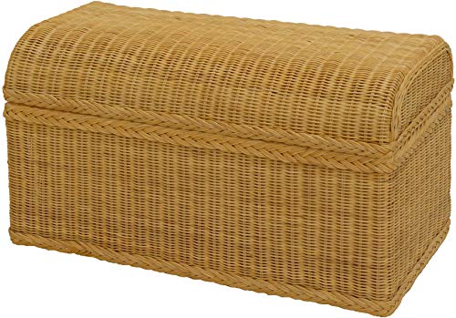 korb.outlet Truhe/Wäschetruhe aus Rattan mit rundem Deckel in der Farbe Honig