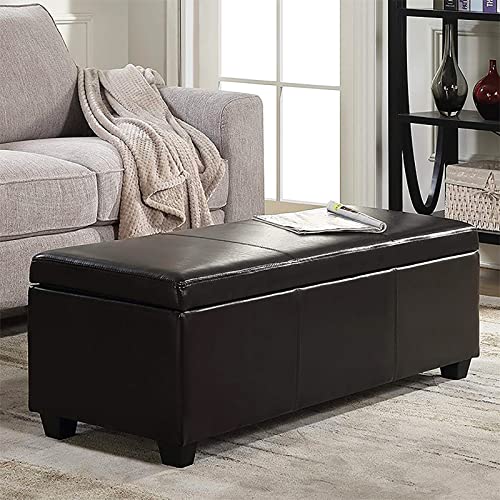 KHLMSRXJ Moderne Leder-Stauraumhocker für Wohnzimmer,Rechteck Lift Top Ende des Bettes Stauraumbank,Massivholz Stauraum Truhe Ottomane Multifunktions-Schuhbank- A 60x45x42cm(24x18x17inch)