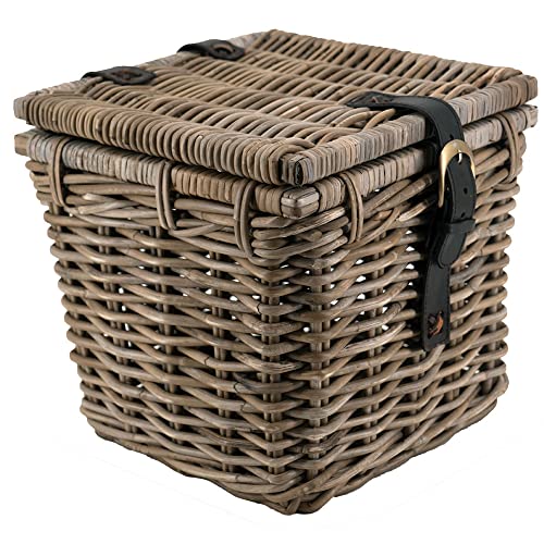 Vintage-Line Rattankorb Truhe Stockholm Rattan mit Zwei Lederschließen (Größe M)