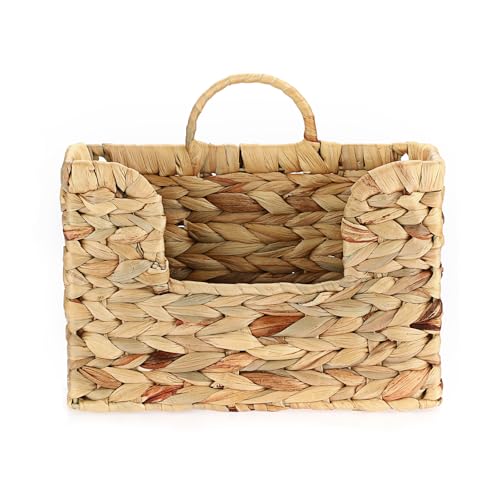 TOLIDA Natürlicher Wandkorb aus Wasserhyazinthe Dekoratives Aufbewahrungskorb für Wand oder Tür Seegras Gewebter Wasserdichte Aufbewahrungskiste für Briefe, Rechnungen, Zeitschriften, Blumen