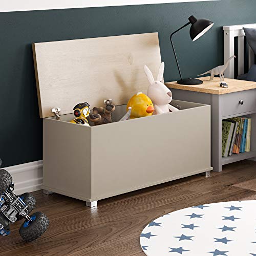 Vida Designs Arlington Spielzeugkiste grau Holz Kinder Aufbewahrungsbox Truhe mit Deckel, Abdeckungen und Decken, Kids Tidy Bin