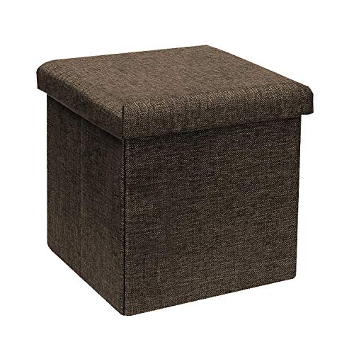 Bonlife Sitzbox mit stauraum Faltbare Truhe Kiste mit Deckel Schlafzimmer Möbel Truhe Aufbewahrung Spielzeugbox 30x30x30cm Braun