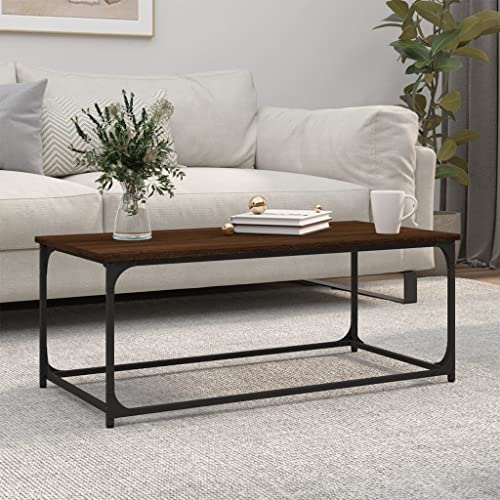 BUKSCYJS Tisch Wohnzimmer,Truhentisch Couchtischcouchtisch Braun Eichen-Optik 102x50x40 cm Holzwerkstoff Eisengeeignet FüR Wohnzimmer, Neben Dem Sofa, Arbeitszimmer, Konferenzraum