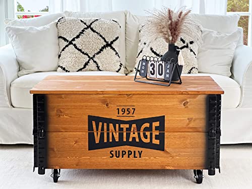 Uncle Joe´s Couchtisch XL Vintage Truhentisch Truhe Vintage Shabby chic Massiv-Holz braun mit Stauraum und Deckel Holzkiste Beistelltisch Landhaus Wohnzimmertisch Holztisch