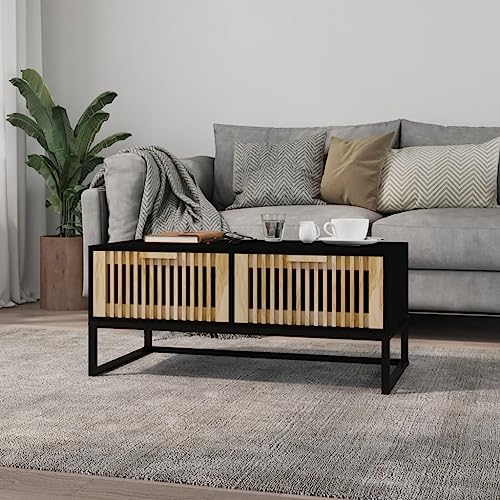 BUKSCYJS Wohnzimmertisch Klein,Truhentisch Couchtischcouchtisch Schwarz 80x40x35 cm Holzwerkstoff Und Eisengeeignet FüR Wohnzimmer, Neben Dem Sofa, Arbeitszimmer, Konferenzraum