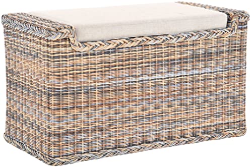  Sitzbank aus echtem Rattan / 3 Fächern in der Farbe Zebra (Mehrfarbig)