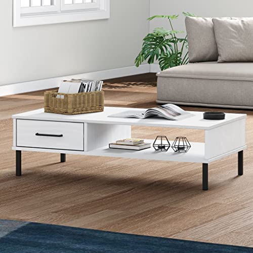 BUKSCYJS Sofa Tische Wohnzimmer,Truhentisch Couchtischcouchtisch Mit Metallbeinen Weiß Massivholz Kiefergeeignet FüR Wohnzimmer, Neben Dem Sofa, Arbeitszimmer, Konferenzraum