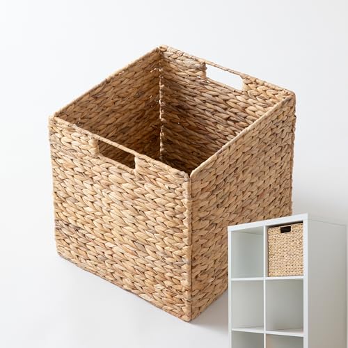 Kallax Korb für 1 Fach | Naturprodukt Wasserhyazinthe | Passgenau für Kallax Regal | 34 x 32 x 32 cm | Stabiler Aufbewahrungskorb | Zusammenklappbar