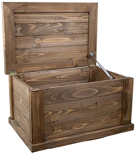 Kistenkolli Altes Land Massive Holztruhe mit Deckel und Schließzylinder Aufbewahrungsbox Hochzeitskiste Holz Truhe groß Maße 60x40x34cm Art: UK (braun)