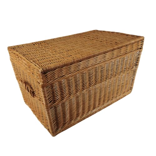 natuleo by pokuc Truhe aus Weide braun Länge: 50 cm/mit Griffen 60 cm, Breite: 35 cm, Höhe: 35 cm Korbtruhe Weidenkorb Weidentruhe Spielzeugbox Koffer Wäschetruhe (50)
