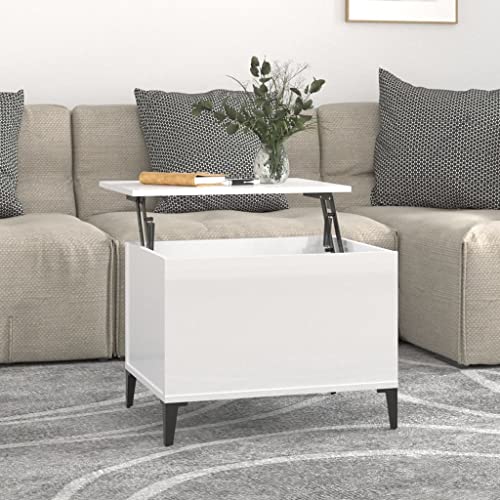 BUKSCYJS Wohnzimmertisch Klein,Truhentisch Couchtischcouchtisch Hochglanz-Weiß 60x44,5x45 cm Holzwerkstoffgeeignet FüR Wohnzimmer, Neben Dem Sofa, Arbeitszimmer, Konferenzraum