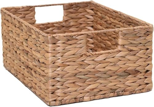 VIVANNO Flechtkorb Regalkorb Aufbewahrungskorb Wasserhyazinthe natur  Lanta  - 16 x 34 x 27 cm