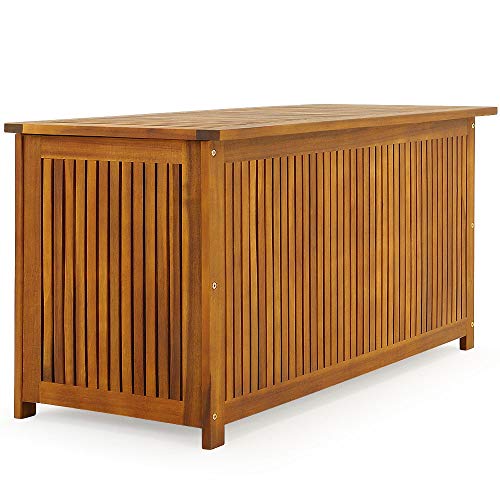 Casaria® Gartenbox Holz Akazie 205L Deckel 160kg Belastbarkeit Wetterfest Auflagenbox Aufbewahrungsbox Garten Balkon Wintergarten Sitztruhe 115x50cm