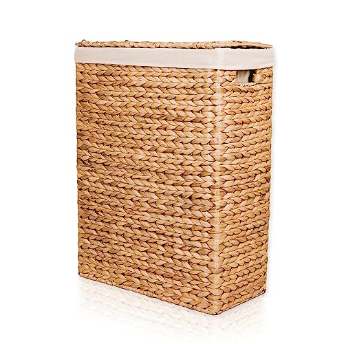 Lycce Deckel 58 l Nischenwäschekorb Wasserhyazinthe schmal für wenig Platz   großer Stauraum natur (Gr. 2)