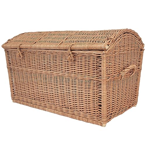 weeco Korb Weidenkorb 80 cm, Korbtruhe XL Pirate form Weidentruhe, Weidenkoffer, KorbTruhe - Aufbewahrung für Decken, Bücher, Alkohol oder andere Gegenstände