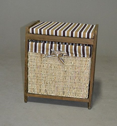 Hansen Korb 3403/1 - Sitzhocker/Truhe, braun, mit gestreiftem Sitzpolster B 44 T 35 H 50 cm inkl einem großen Staufach