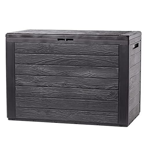 KADAX Gartenkiste, Aufbewahrungsbox aus Kunststoff, Gartentruhe für Aufbewahrung von Kissen, Kinderspielzeug und Sitzauflagen, Gartenbox für Garten und Terrasse (190L, Dunkelbraun)