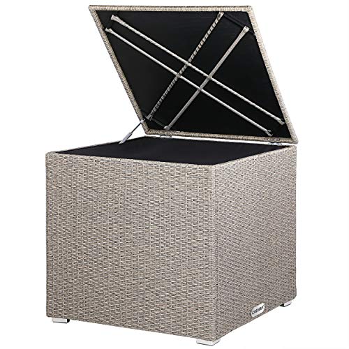 Casaria® Auflagenbox Kissenbox 318 L mit Deckel 75x75x70cm Wasserdicht Gasdruckfeder Garten Aufbewahrungsbox Balkon Truhe Abwaschbar Polyrattan Creme