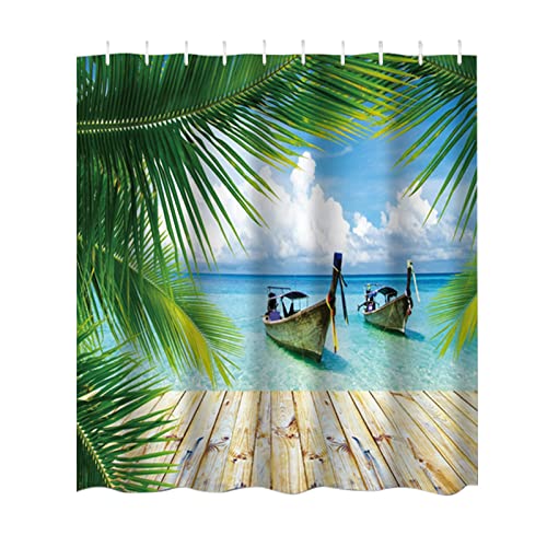 Rifuli Badezimmer-Duschvorhang Naturlandschaft Duschvorhang Badezimmer-Trennvorhang Wasserdichter Polyester-Stoff-Türvorha ng Gelbe Säcke Ständer Stabil Korbtruhe Groß (C, One Size)