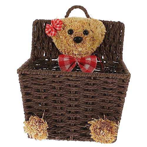 PHENOFICE Kleinigkeiten Aufbewahrungsbehälter Gewebter Wandkorb Boho Hängekorb Gewebte Aufbewahrungskörbe Korb Bauernhaus Korb Wandmontierter Gewebter Korb Wandhalterung