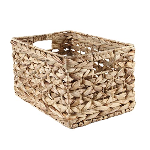 Rechteckiger Wasserhyazinthen-Aufbewah rungskorb, Weidenkörbe zum Organisieren, Hyazinthenkörbe mit Griff, dekorativer Rattankorb für Bad/Schlafzimmer/Regale/W ohnzimmer (Tuba)