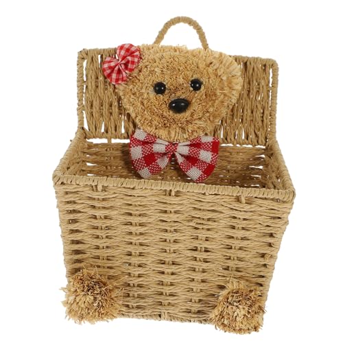 OFFSCH Hängekorb Gewebter Aufbewahrungskorb Schrank Hängekorb Organizer Tür Hängekorb Wandbehang Aufbewahrungskorb Heim Hängekorb Aus Zedernholz Grillbretter Khakifarbenes