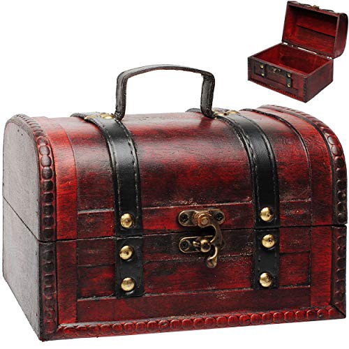 alles-meine.de GmbH große Schatzkiste/Schatztruhe - aus Holz - mit Henkel & Deckel - 18 cm - Kisten & Truhen/Schmuckkasten Holzkiste - für Kinder & Erwachsende Holztruhe z.B...