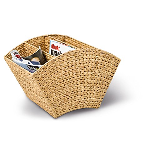 NEUSTANLO Zeitungsständer, Zeitungskorb, 4 Fächer, aus Wasserhyazinthe, rechteckig, Maße 500 x 340 x 245 mm