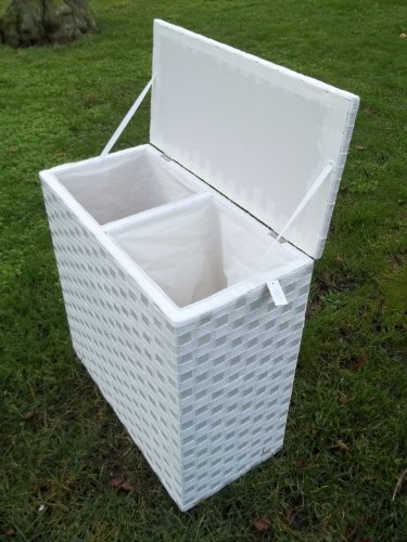 Wäschekorb, Wäschetruhe, Wäschesortierer, Wäschesammler, Nylongeflecht, weiß