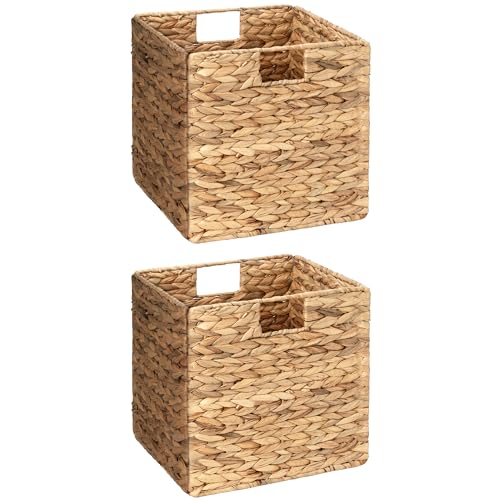 StorageWorks Weidenkörbe zum Korb geflochten, natürlich Wasserhyazinthe Korb zum Ordnen, handgewebte Weiden-Aufbewahrungswürf el für Regale, stabil Badezimmer-Körbchen, groß, 2 Stück