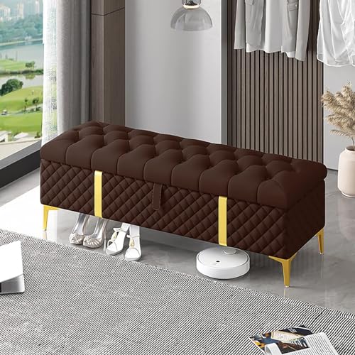 Aufbewahrungsbank – Luxuriöse gepolsterte Ledertruhe für Schlafzimmer, modernes Design, Aufbewahrungslösung, stilvolle und funktionale Wohnmöbel