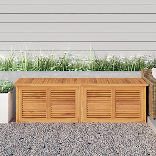 Tidyard Gartenbox, Kissenbox Outdoor, Gartentruhe Kissentruhe Auflagenbox mit Beutel Massivholz Teak 175x50x53 cm