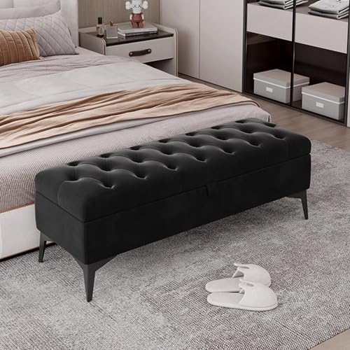 S Sitzbank mit gepolsterter Sitzfläche für Schlafzimmer, Eingangsbereich, Schuhbank, Truhe mit Fußhocker, gepolsterte Bettbank, für Wohnzimmer, Flur