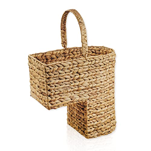 Lycce Treppenkorb Stufenkorb Aufbewahrungskorb mit Griff Wasserhyazinthe natur 20 l - Korb für Treppe (40 x 21 x 41 cm)