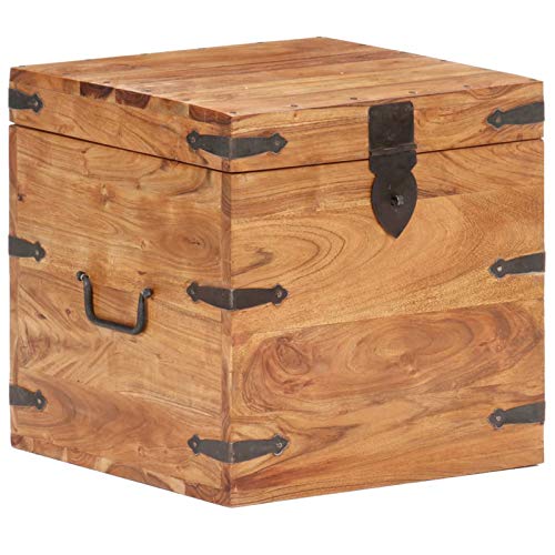Tidyard Spielzeugkiste Sitzbank Schatzkiste Holztruhe Truhe aus massivem Akazienholz,Aufbewahrungs box Schuhbank Betttruhe Schatztruhe 40 x 40 x 40 cm,Flur, Schlafzimmer, Wohnzimmer,Abschließbar