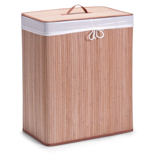 Zeller 13413 Wäschesammler, 2-fach, Bamboo, 52 x 32 x 63 cm, natur