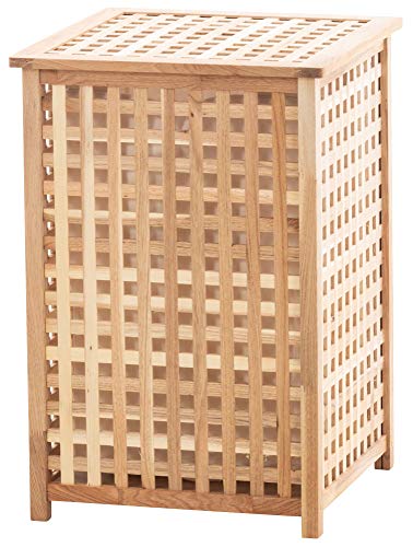 CLP Wäschebehälter Alwar aus Holz I Wäschebox mit einem Fach I Wäschetruhe mit Deckel, Farbe:walnuss