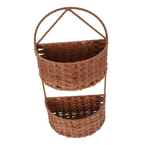 Cabilock Doppelter Ablagekorb Böhmische Körbe Dekorativer Aufbewahrungskorb Zum Aufhängen Hängender Korb Für Kleinigkeiten Geflochtener Blumentopf Türhängekorb Waschbar Veranstalter Eisen