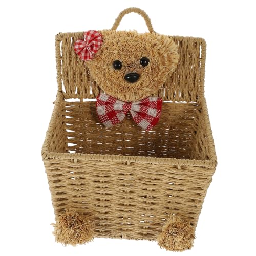PRETYZOOM Kreativer Cartoon-seilbär-desktop- aufbewahrungskorb Geflochtener Aufbewahrungskorb Geflochtener Hängekorb Geflochtener Wandkorb Wäschekorb Niedlich Blumentopfständer Baumwolle