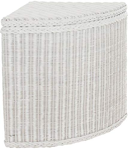 korb.outlet Großer Wäschekorb Ecke/Wäschetruhe aus echtem Rattan Ecktruhe Eckwäschekorb Eck Wäschesammler (Weiss)