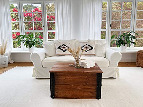 Uncle Joe´s Truhe dunkel Couchtisch Truhentisch im Vintage Shabby chic Style aus Massiv-Holz in braun mit Stauraum und Deckel Holzkiste Beistelltisch Landhaus Wohnzimmertisch Holztisch nussbaum